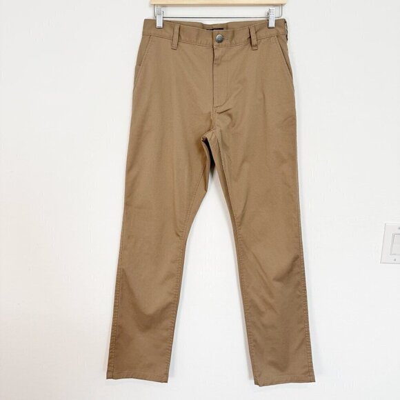 RVCA Week-End Fit Mens Straight Leg Pants Casual Stretch Khaki Tan Logo Size 30 - Picture 1 of 10